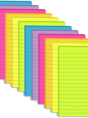 Brightly colored lined sticky notes with strong adhesive for office memos