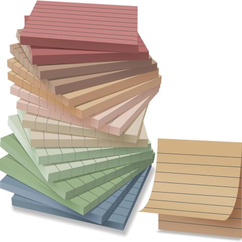 Vintage-style lined sticky notes with repositionable adhesive