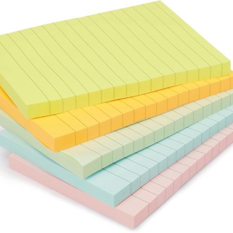 Multi-colored lined sticky notes for office and study (residue-free)