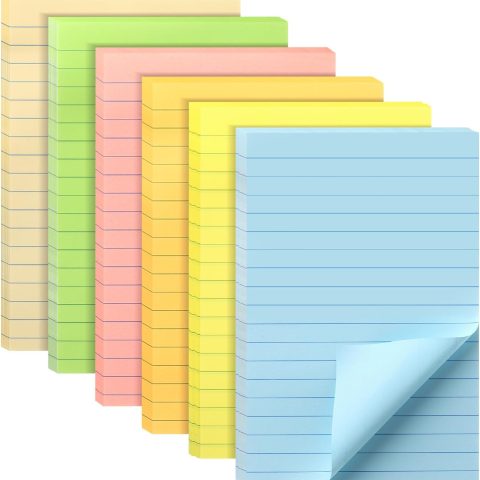 Macaron-colored lined sticky notes for office, study, and organization