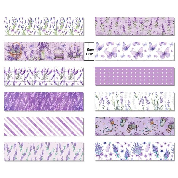 Lavender-Purple Floral & Butterfly Washi Tape for Journaling